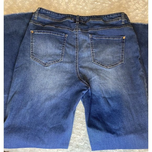 Est 1946 Denim Hi Rise Flared Leg Size 14 Jeans Raw Edge Stretch - Picture 14 of 16